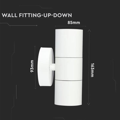 GU10 WALL FITTING STAINLESS STEEL BODY MATT BIANCO IP44 UP DOWN