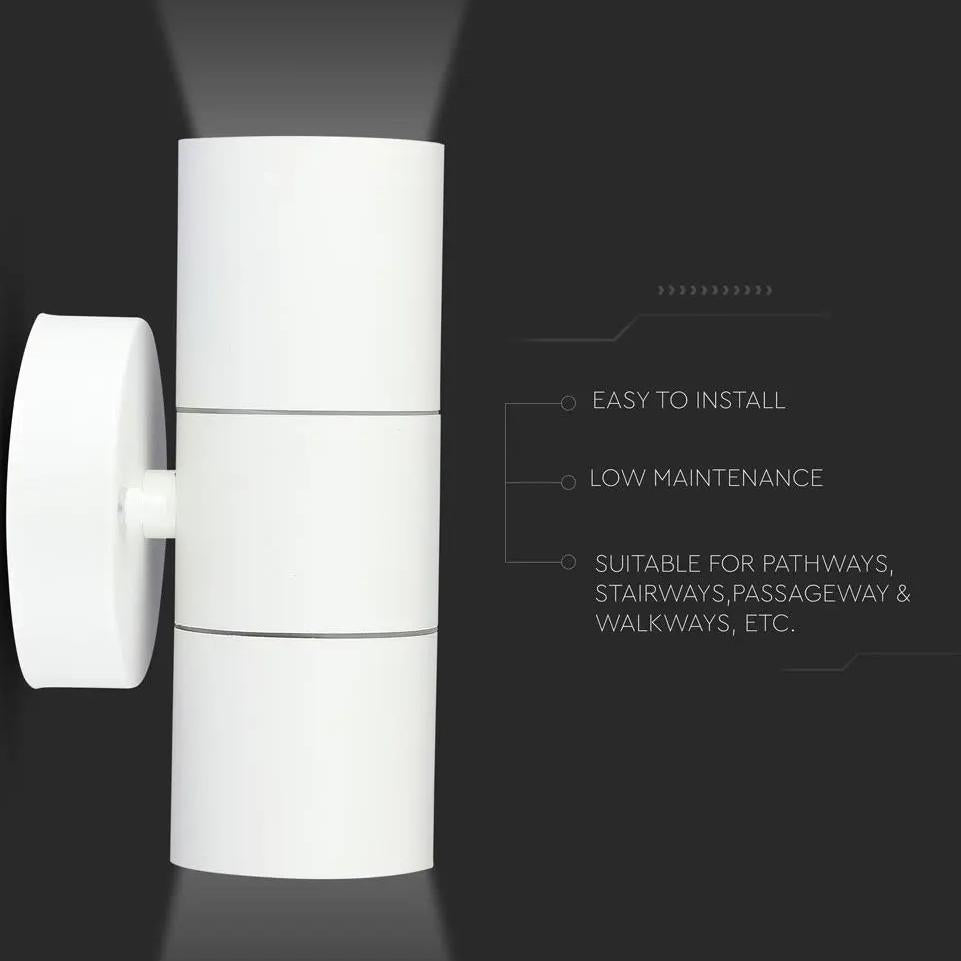 GU10 WALL FITTING STAINLESS STEEL BODY MATT BIANCO IP44 UP DOWN