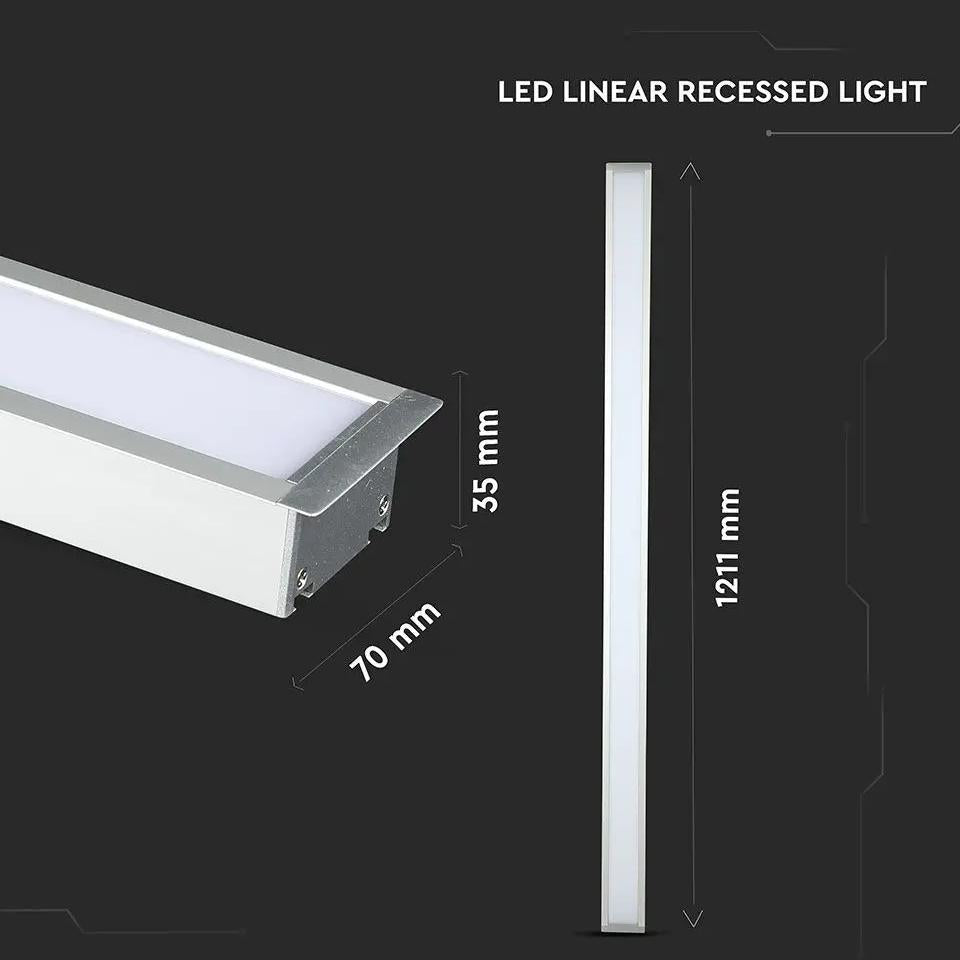LUCE LINEARE LED SAMSUNG CHIP - 40W INCASSO CORPO D ARGENTO 6400K
