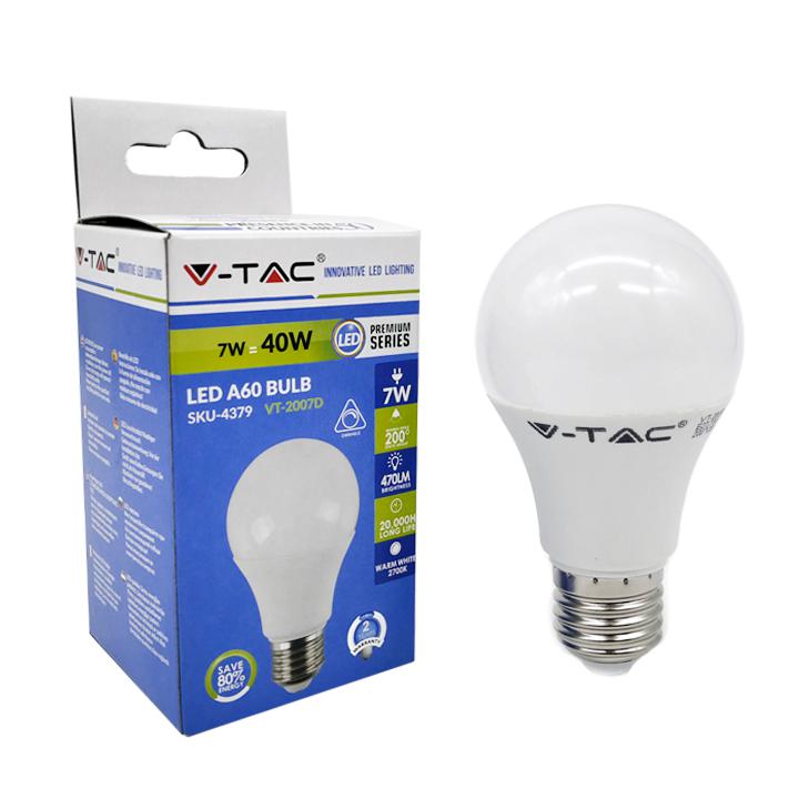 LED BULB - 7W E27 A60         THERMOPLASTIC WHITE DIMMABLE