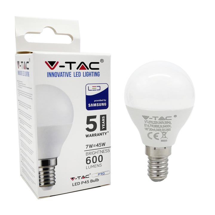LED LAMPADINA - SAMSUNG CHIP 7W E14 P45 PLASTICA 3000K