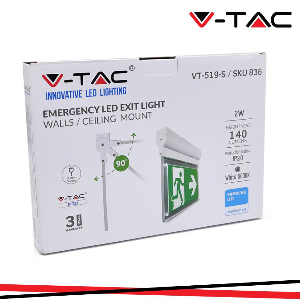 2W LED WALL SURFACE EMERGENCY EXIT LIGHT 6000K