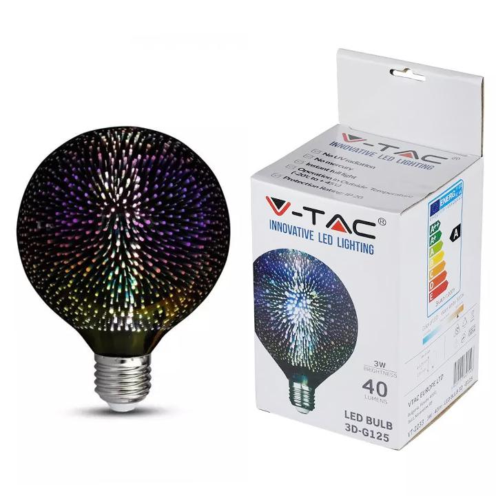 LED LAMPADINA - 3W E27 FILAMENTO 3D G125 3000K