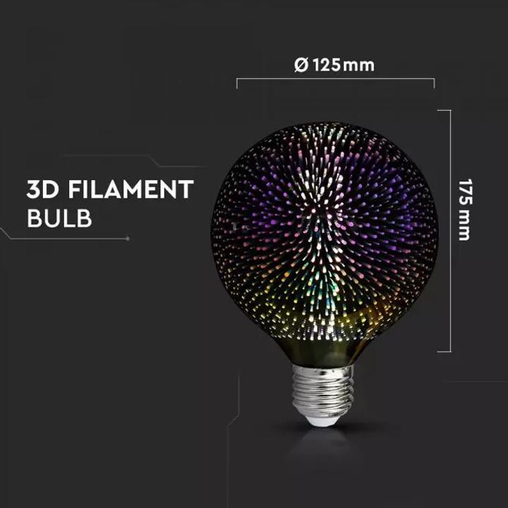 LED LAMPADINA - 3W E27 FILAMENTO 3D G125 3000K