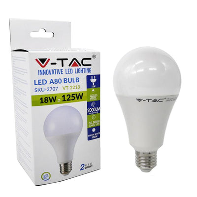 A80 E27 18W PLASTIC BULB 3000K - V-TAC