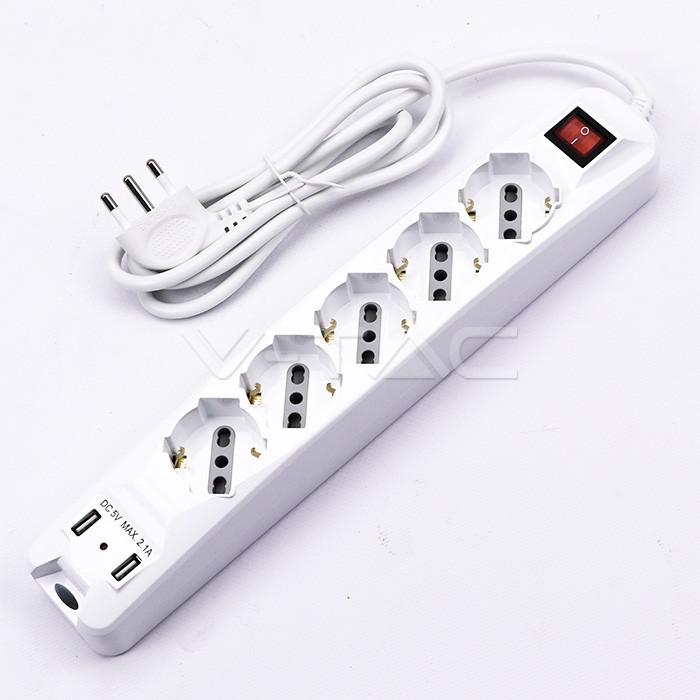 5 POS CON INTERRUTTORE LUMINOSO 10/16A BIPASSO/SCHUKO