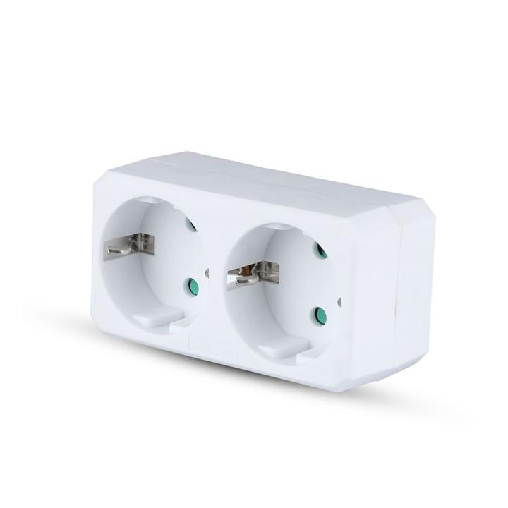 2 WAYS ADAPTER WITH EARTHING CONTACT 10/16A 250V WHITE