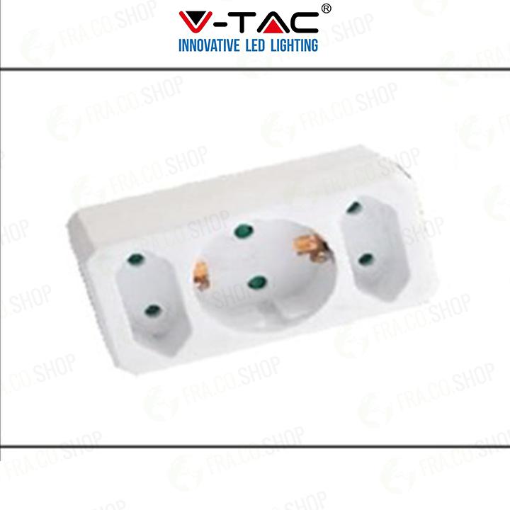 2 WAYS ADAPTER WITH 2 EURO SOCKET 10A , 1 SOCKET 10/16A 250V WHITE