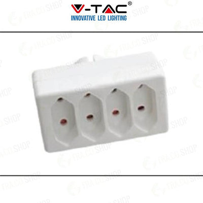 4 WAYS ADAPTER WITH EARTHING CONTACT 10A 250V WHITE