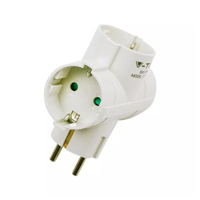 3 WAYS ADAPTER WITH EARTHING CONTACT 10/16A 250V WHITE