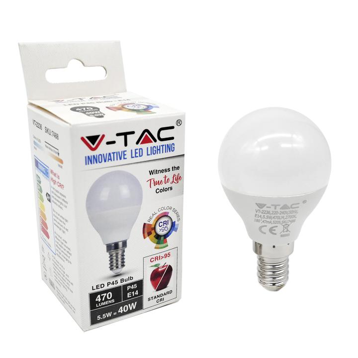 LED LAMPADINA - 5.5W E14 P45 4000K CRI 95+