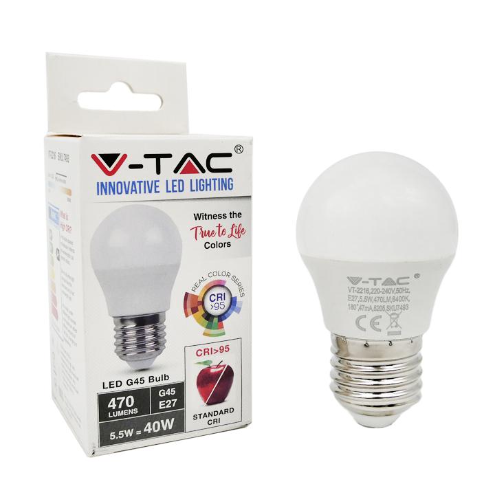 LED LAMPADINA - 5.5W E27 G45 2700K CRI 95+