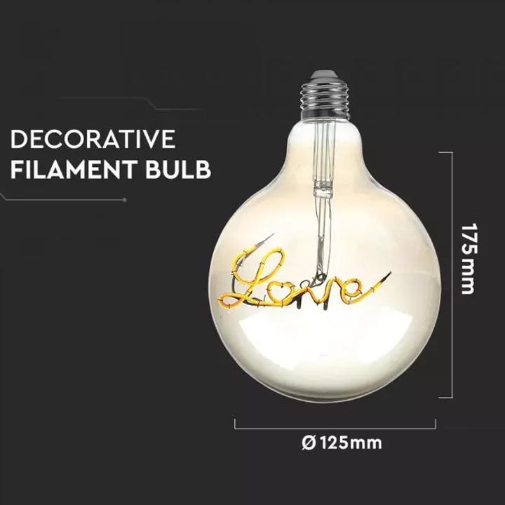 LED LAMPADINA 5W E27 FILAMENTO G125 AMBER GLASS 2200K
