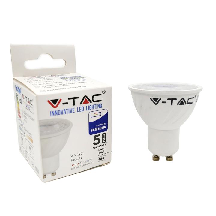 LED LAMPADINA SAMSUNG CHIP GU10 6.5W RIPPLE PLASTICA 38  D 6400K