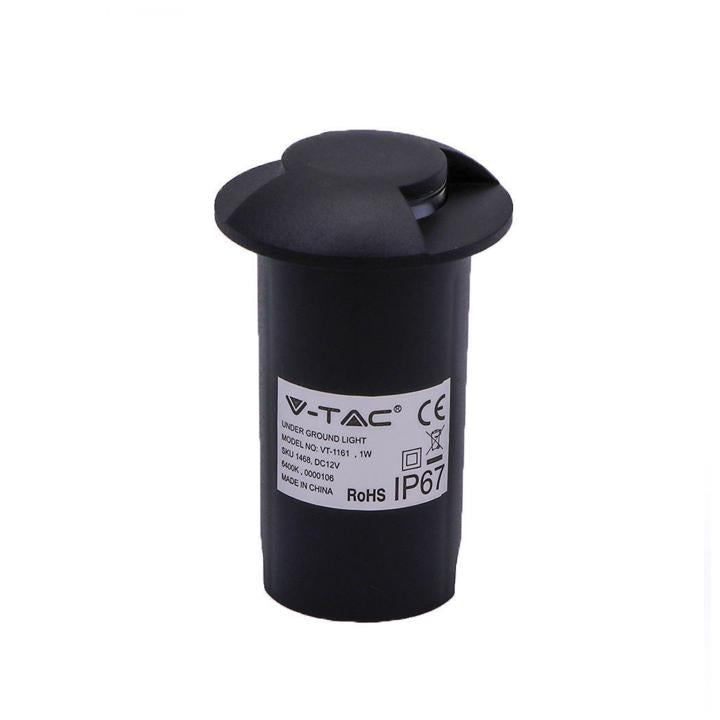 1W LED FARETTO INCASSO PAVIMENTO NERO 2 WAY 6500K