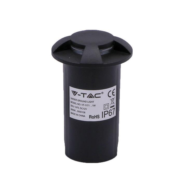 1W LED FARETTO INCASSO PAVIMENTO NERO 4 WAY 3000K