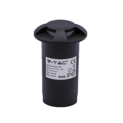 1W LED FARETTO INCASSO PAVIMENTO NERO 4 WAY 3000K