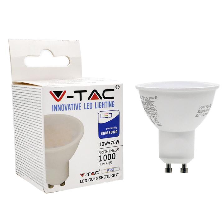 LED SPOTLIGHT SAMSUNG CHIP - GU10 10W MILKY COVER PLASTICA 6400K