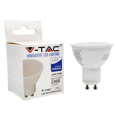 LED SPOTLIGHT SAMSUNG CHIP - GU10 10W MILKY COVER PLASTICA 6400K
