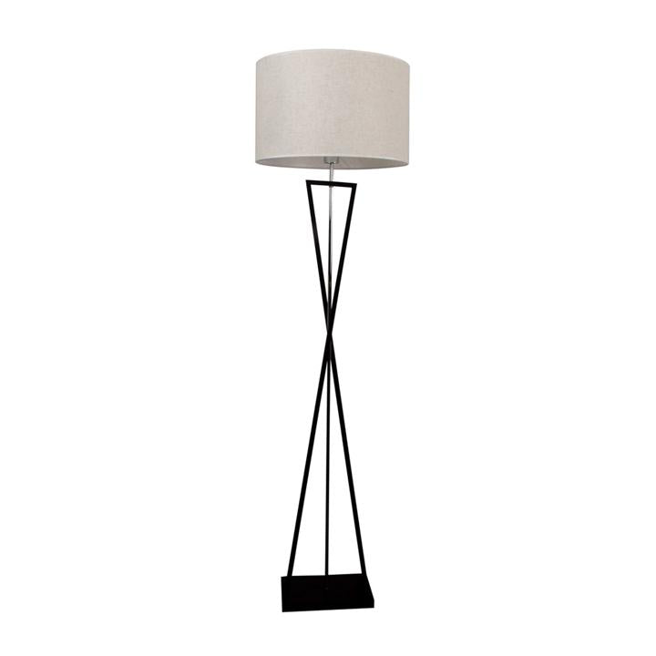 LAMPADA DA TERRA DI DESIGN E27 INTERRUTTORE IN METALLO NERO CON PARALUME IN AVORIO
