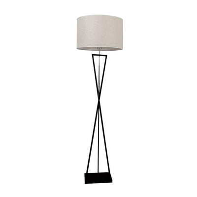 LAMPADA DA TERRA DI DESIGN E27 INTERRUTTORE IN METALLO NERO CON PARALUME IN AVORIO