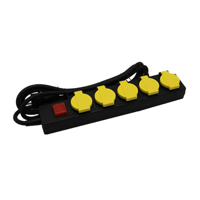 5 WAYS SOCKET LIGHTED SWITCH 3G 1.5MM X 3M IP44 BLACK & YELLOW