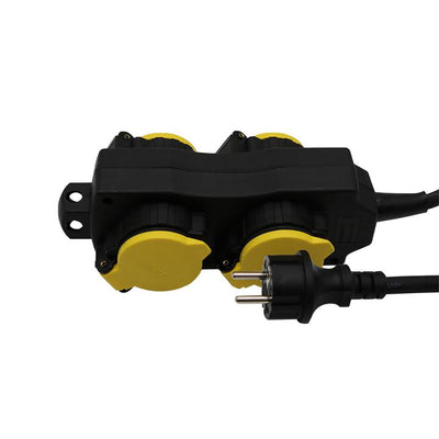 4 WAYS SOCKET 3G 1.5MM X 3M IP44 BLACK+YELLOW