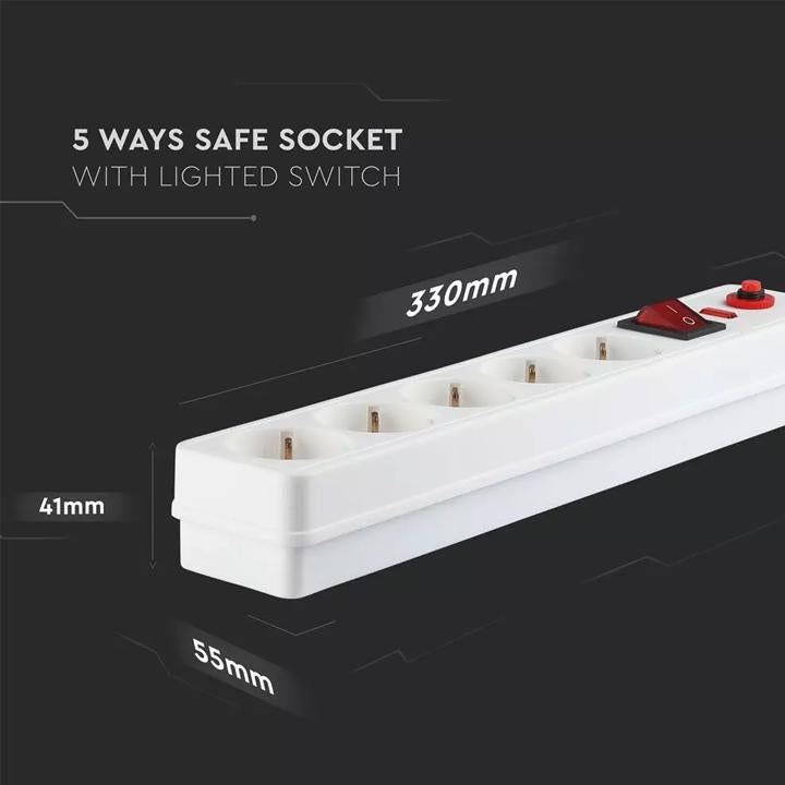 5 WAYS SAFE SOCKET LIGHTED SWITCH 3G 1.5MM X 1.4M