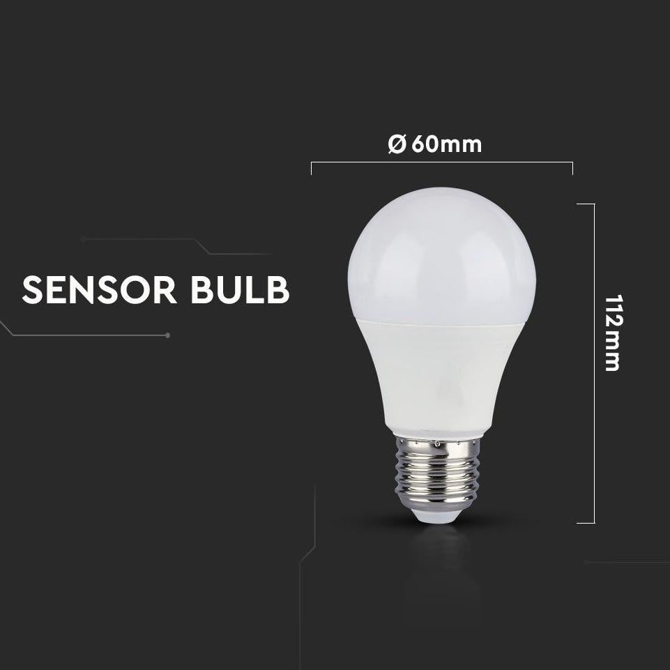 LAMPADINA A LED 9W E27 A60 RA80 SENSORE A MICROONDE 3000K