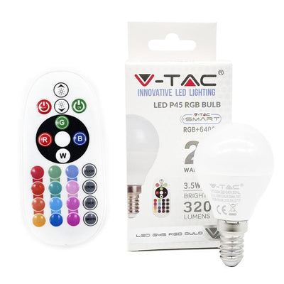 LAMPADINA A LED 3.5W E14 P45 CONTROLLO LUMINOSIT   RF ATTENUABILE RGB + 4000K