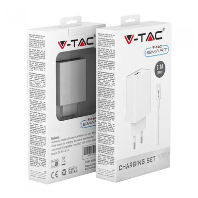 SET DI RICARICA CON ADATTATORE USB DA VIAGGIO TIPO C CAVO BIANCO