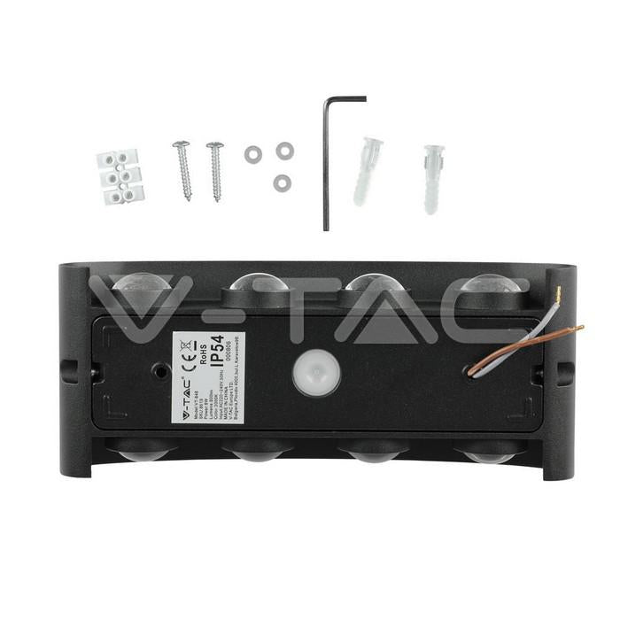8W LED APPLIQUE DA PARETE SU & GI   SABBIA NERA IP54 3000K