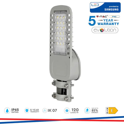 LED ARMATURA STRADALE SAMSUNG CHIP 5 ANNI DI GARANZIA 30W SLIM 6400K 120LM/W