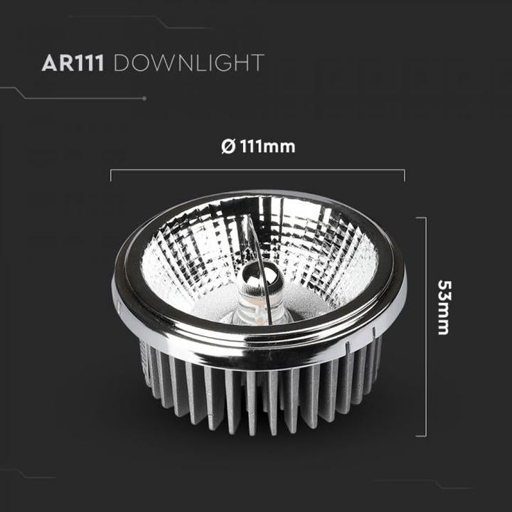 LED FARETTO AR111 20W RIFLETTORE VARIABILE 40 D/20 D SILVER 6400K