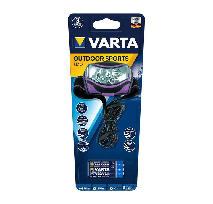 LAMPADA FRONTALE A LED SPORT 1W 100LM VARTA 3XAAA