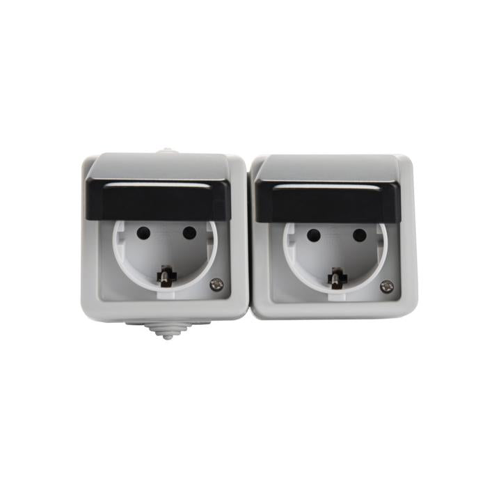 PRESA DOPPIA SCHUKO CON CONTATTO DI TERRA TEKNO 05-1248-143 CZ - KANLUX