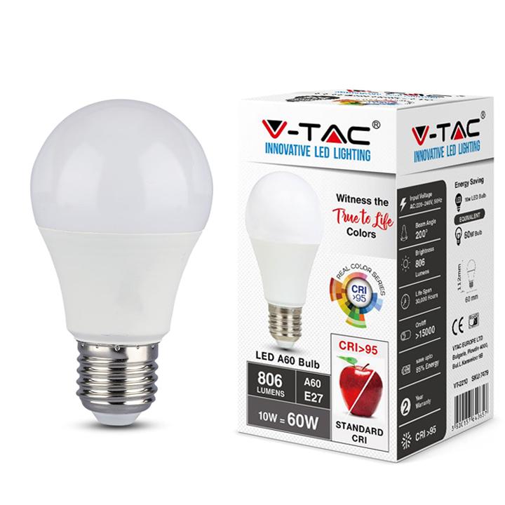 LED LAMPADINA - 10W E27 A60 CRI >95 PLASTICA 2700K