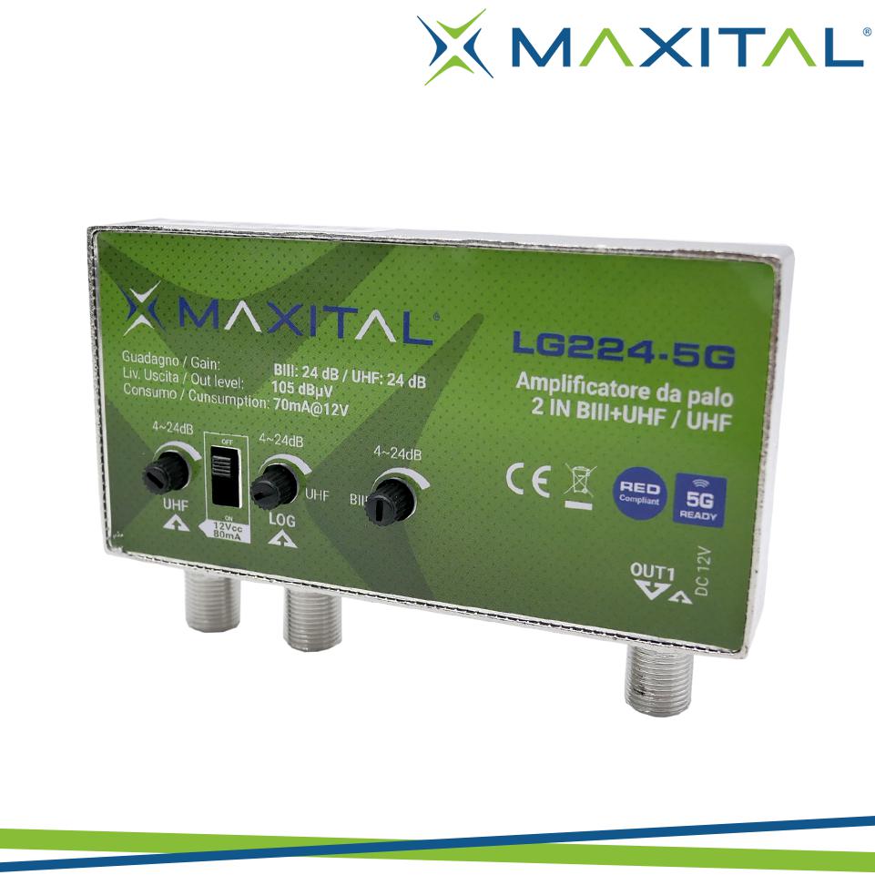 LG224-5G AMPLIF.PALO 1 IN BILL+UHF G.25DB