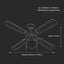 1 X E27 LED VENTILATORE A SOFFITTO 4 PALE 50W MOTORE AC