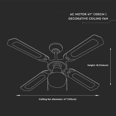 1 X E27 LED VENTILATORE A SOFFITTO 4 PALE 50W MOTORE AC