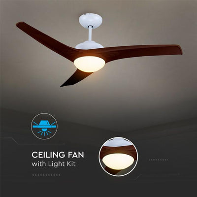 15W 3 IN 1 LED VENTILATORE A SOFFITTO CONTROLLO RF 3 PALE MOTORE MARRONE 35W DC