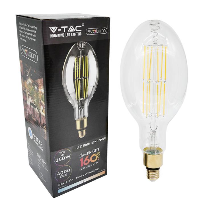 LED LAMPADINA 24W E27 ED120 CLEAR COVER 6400K 160 LM/W