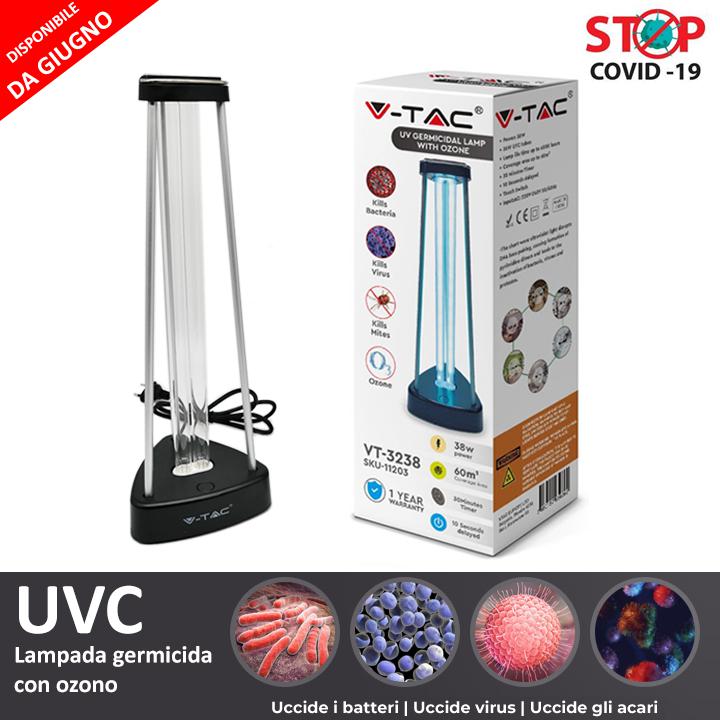 LAMPADA GERMICIDA UV-C 38W CON OZONO PER 60M2