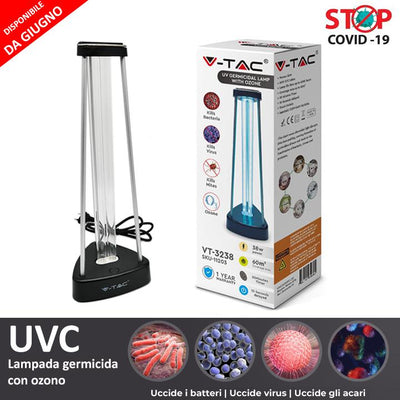 LAMPADA GERMICIDA UV-C 38W CON OZONO PER 60M2