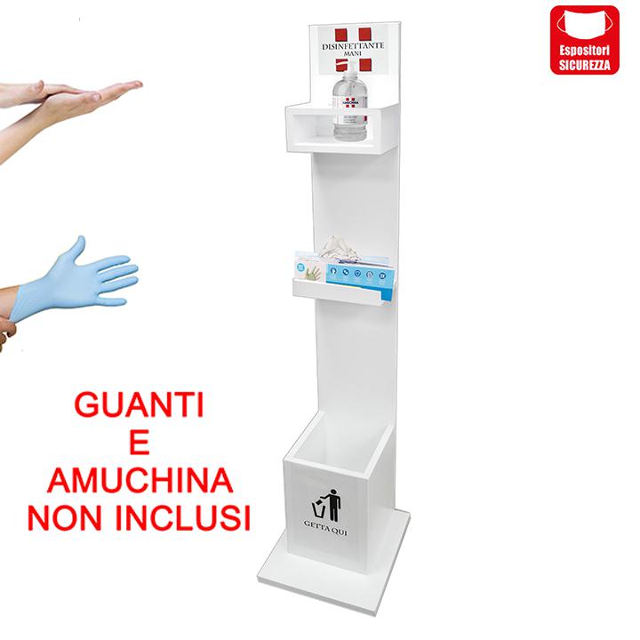 PIANTANA COLONNINA PORTA DISPENSER E GUANTI CON CESTINO