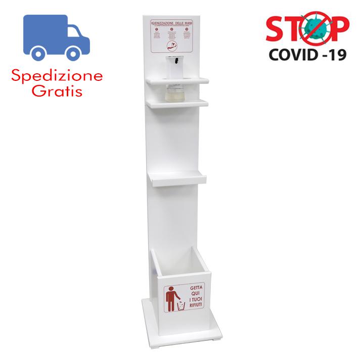 COLONNINA CON DISPENSER CON FOTOC. TANICA 280ML CON CESTINO