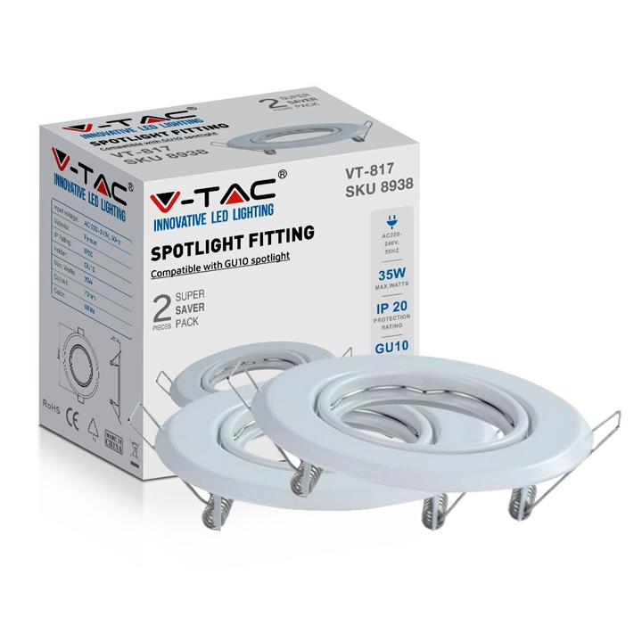 GU10 ROTONDA SPOTLIGHT FITTING BIANCO 2 PCS/BOX