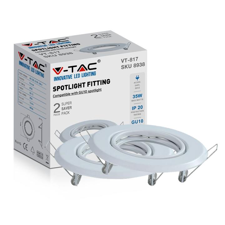 GU10 ROTONDA SPOTLIGHT FITTING BIANCO 2 PCS/BOX