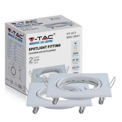 GU10 PORTAFARETTO QUADRATO WHITE 2PCS/BOX