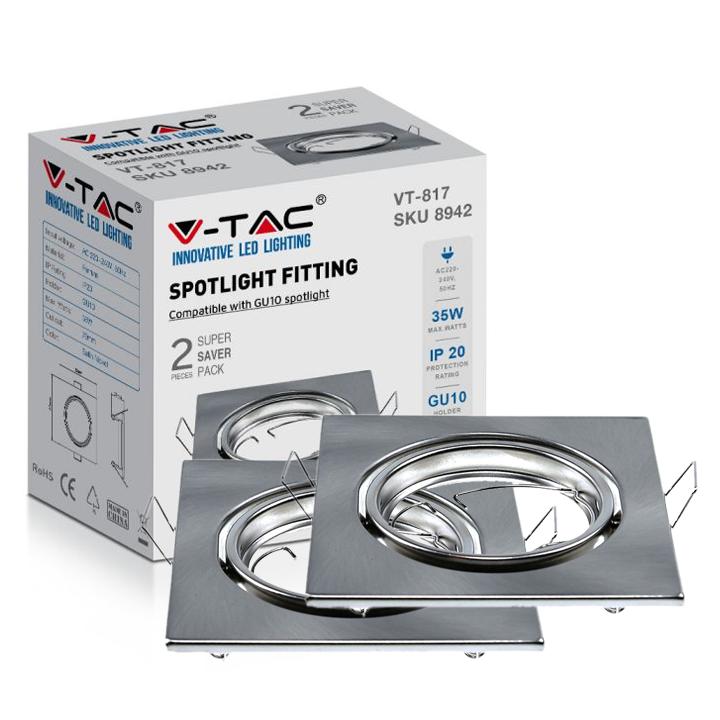 GU10 PORTAFARETTO QUADRATO SATIN NICKEL 2PCS/BOX